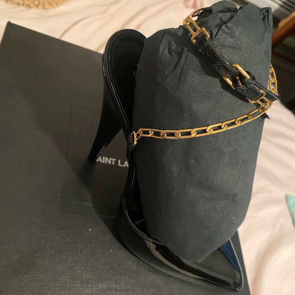 Black saint Laurent sling back pumps style kika size 39 never worn box included